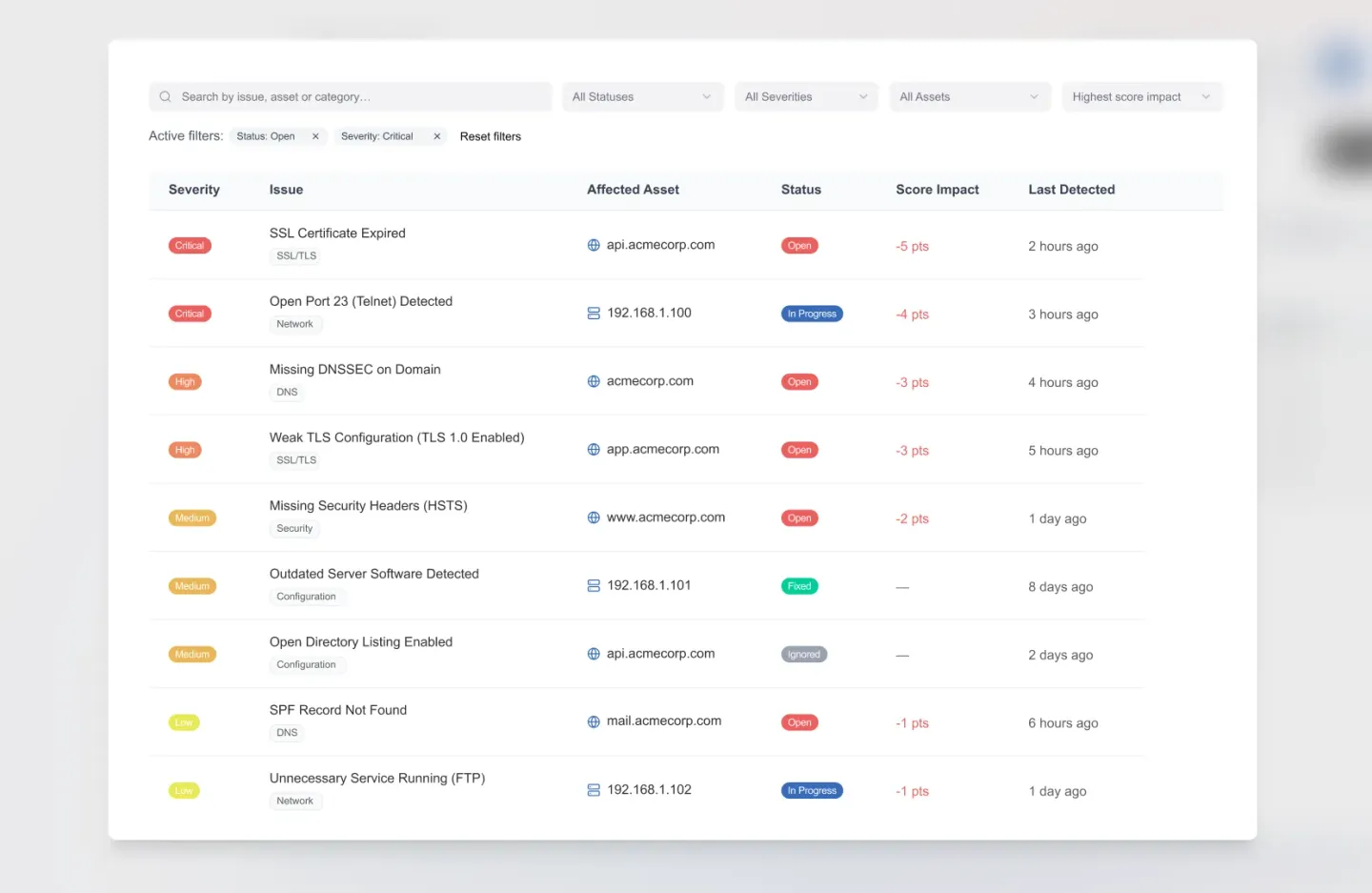 Risk prioritization preview